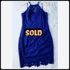 Guess Pure Blue Body Con Lace Dress Size: S